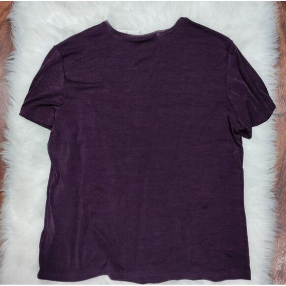 NWT Kathy Ireland Vintage Artsey Lagenlook Silk Blend Purple T-Shirt Women's XL - Picture 6 of 9